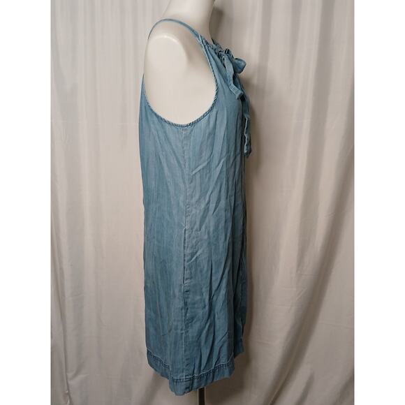 Kut From The Kloth Denim Chambray Pockets Halter Mini Dress Size 10 - Picture 10 of 10